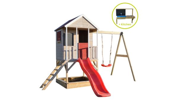 M9R-K Kućica s platformom, toboganom i jednom ljuljačkom + dodatak za kuhinju